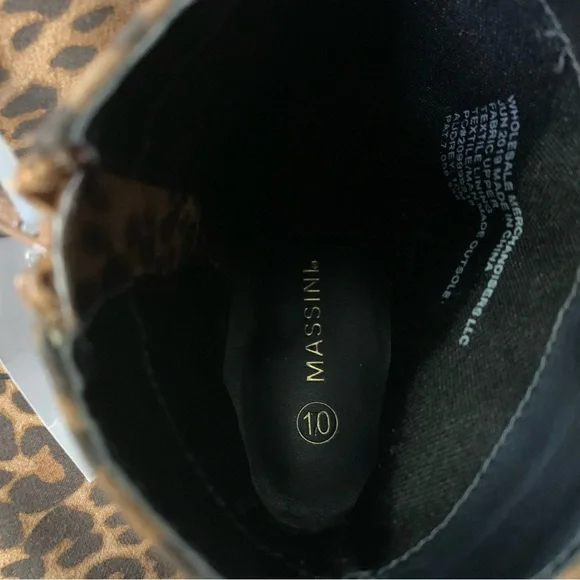 Leopard Print Ankle Boots Block Heel Massini Womens Size 10 NEW WITH TAG - Picture 6 of 7